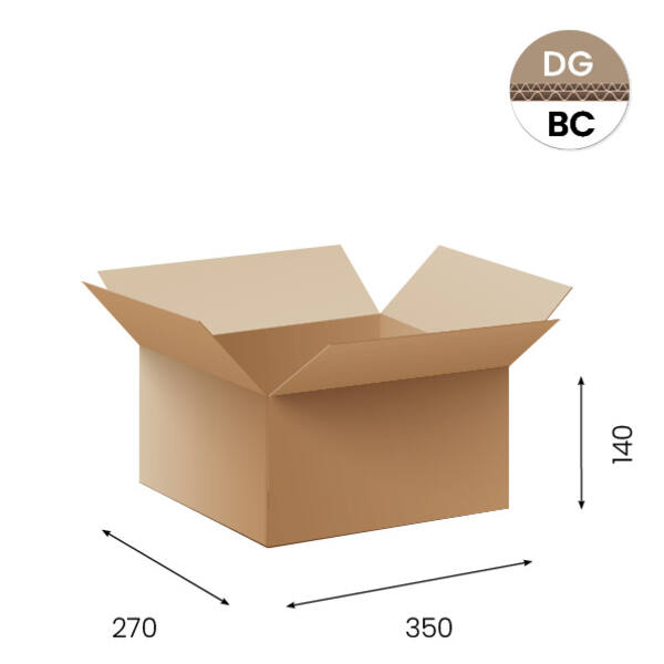 Amerikaanse vouwdozen FEFCO 0201 350x270x140mm BC-golf bruin FSC
