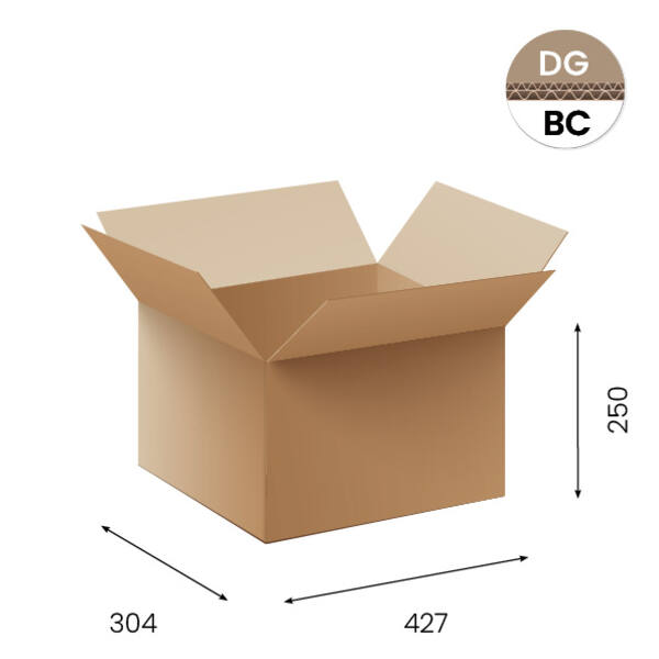 Amerikaanse vouwdozen FEFCO 0201 427x304x250mm BC-golf bruin FSC