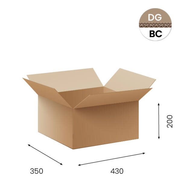 Amerikaanse vouwdozen FEFCO 0201 430x350x200mm BC-golf bruin FSC