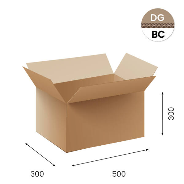 Amerikaanse vouwdozen FEFCO 0201 500x300x300mm BC-golf bruin FSC