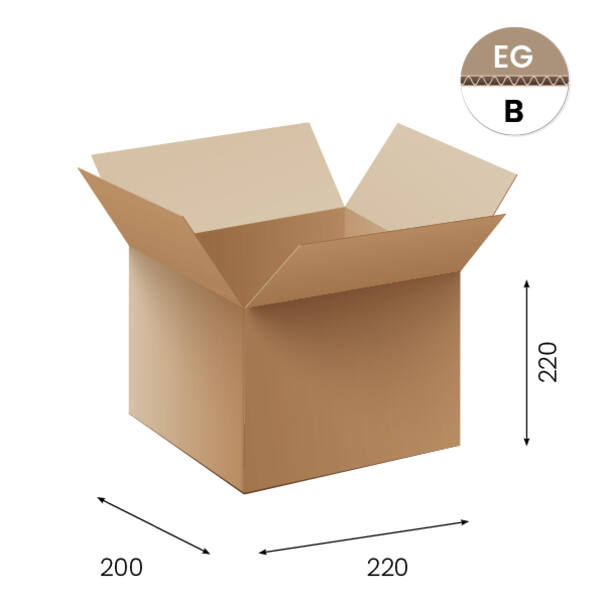 Amerikaanse vouwdozen FEFCO 0201 220x200x220mm B-golf bruin FSC