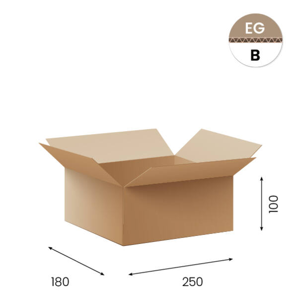Amerikaanse vouwdozen FEFCO 0201 250x180x100mm B-golf bruin FSC