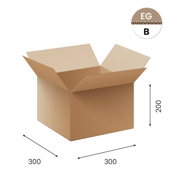 Amerikaanse vouwdozen FEFCO 0201 300x300x200mm B-golf bruin FSC