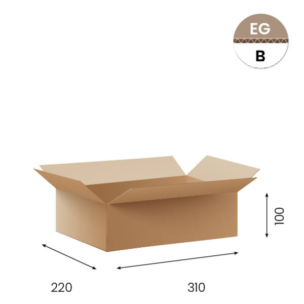 Amerikaanse vouwdozen FEFCO 0201 310x220x100mm B-golf bruin FSC