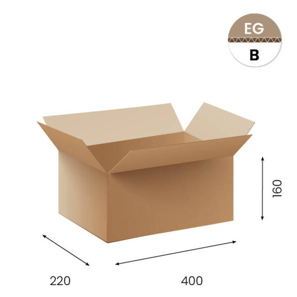 Amerikaanse vouwdozen FEFCO 0201 400x220x160mm B-golf bruin FSC