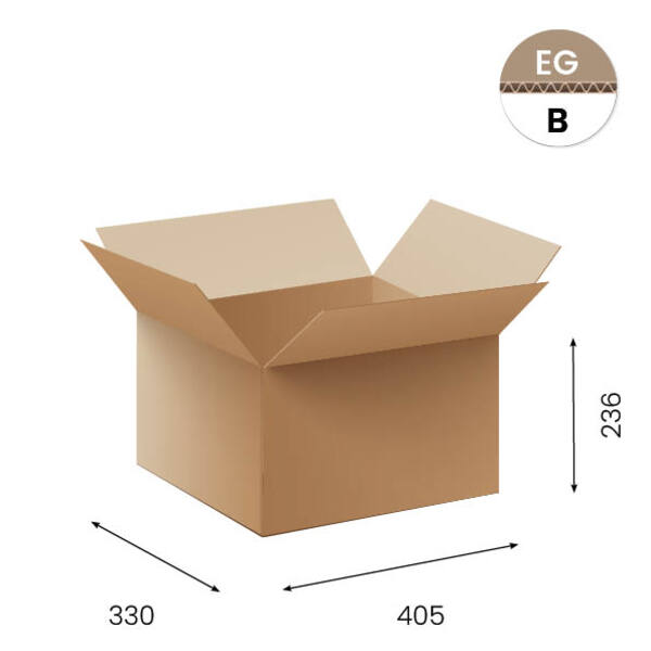 Amerikaanse vouwdozen FEFCO 0201 405x305x236 mm B-golf bruin FSC