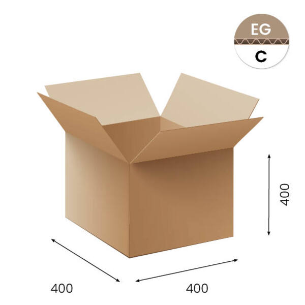 Amerikaanse vouwdozen FEFCO 0201 400x400x400mm C-golf bruin FSC