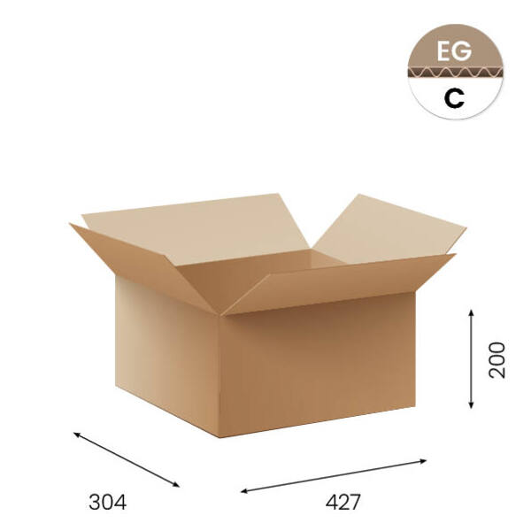 Amerikaanse vouwdozen FEFCO 0201 427x304x200mm C-golf bruin FSC