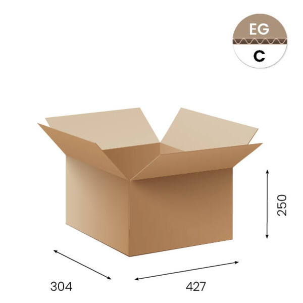 Amerikaanse vouwdozen FEFCO 0201 427x304x250mm C-golf bruin FSC