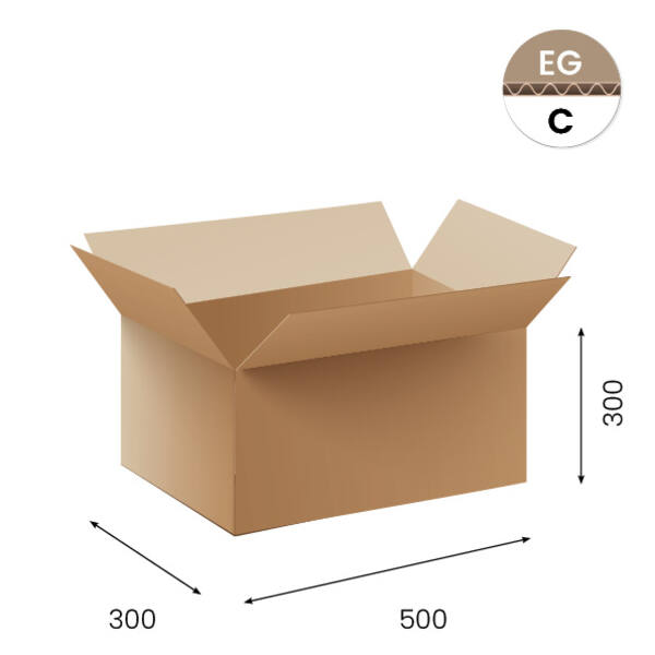Amerikaanse vouwdozen FEFCO 0201 500x300x300mm C-golf bruin FSC
