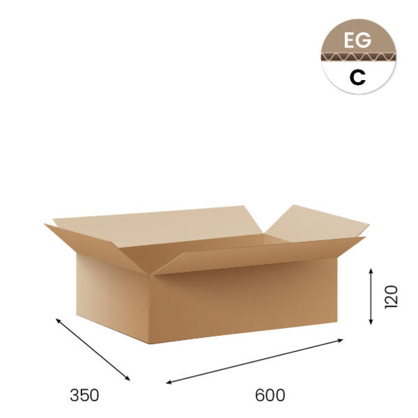 Amerikaanse vouwdozen FEFCO 0201 600x350x120mm C-golf bruin FSC