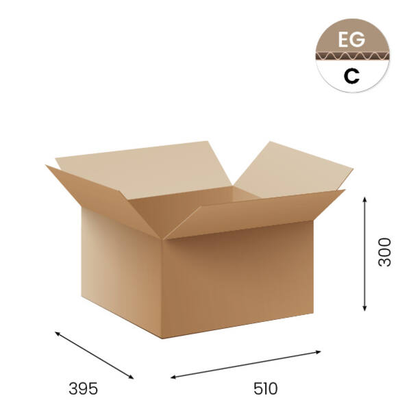 Amerikaanse vouwdozen FEFCO 0201 510x395x300mm C-golf bruin FSC
