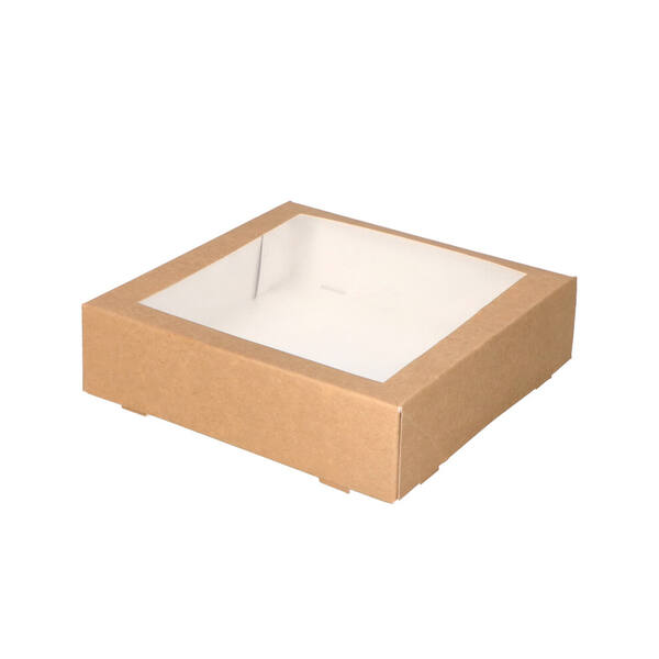 Gebaksdozen met venster (BV) kraft 190x190x50 mm 6P neutraal