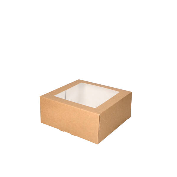 Gebaksdozen met venster (BV) kraft 210x210x90 mm 6P neutraal