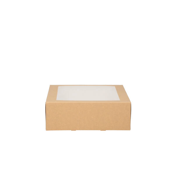 Gebaksdozen met venster (BV) kraft 260x260x90 mm 6P neutraal