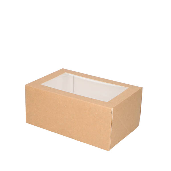 Gebaksdozen met venster (BV) kraft 210x140x90 mm 6P neutraal
