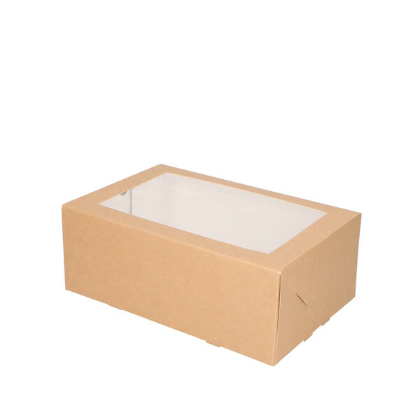 Gebaksdozen met venster (BV) kraft 240x160x90 mm 6P neutraal