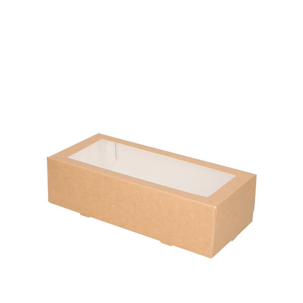 Gebaksdozen met venster (BV) kraft 260x120x70 mm 6P neutraal