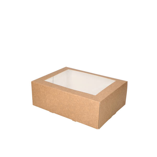 Gebaksdozen met venster (BV) kraft 260x200x90 mm 6P neutraal
