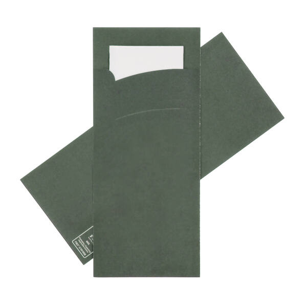 Bestekpochettes neutraal groen met wit servet 215x92 mm FSC