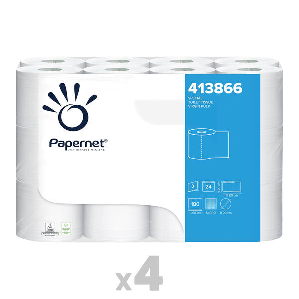 Toiletpapier Papernet 2-Lgs cellulose wit 4x 24 rollen