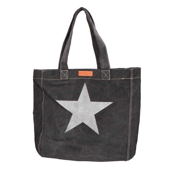 Draagtassen shopper zwart Canvas 16 ounce 2 canvaslussen 360x110x400+40 mm