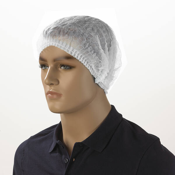 Haarnet wokkels PP non-woven enkel elastiek wit 52 cm