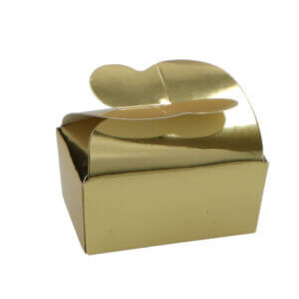 Bonbondozen 2 bonbons goud met vlindersluiting 67x38x32 mm