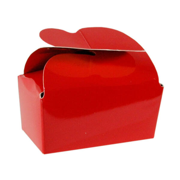 Ballotins 2 bonbons rood binnenzijde goudfolie met vlindersluiting 68x39x33 mm/485330