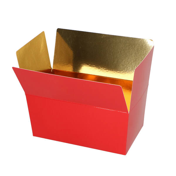 Ballotins 500 gram rood binnenzijde goudfolie met bodem goud 132x76x70 mm