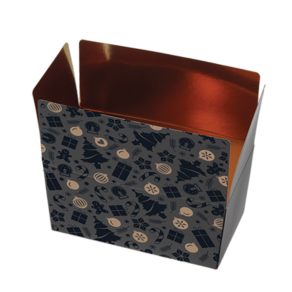 Ballotins 250 gram 'Black gold' met klepsluiting en goudkarton 115x62x57 mm