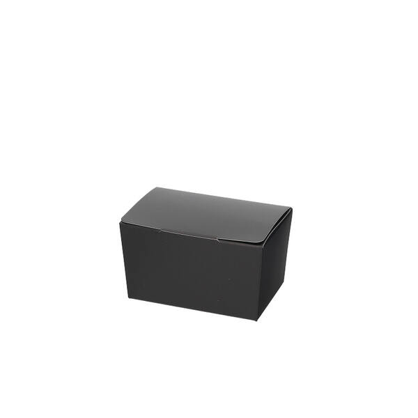 Ballotins 150 gram 'Mat zwart' met klepsluiting en goudkarton 89,5x59,97x55 mm