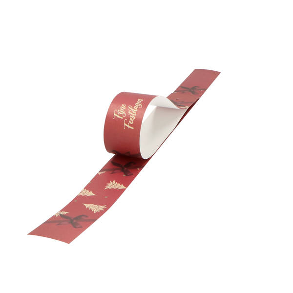 Banderollen dessin 'Christmas bow red' 500x40 mm met plakstrip