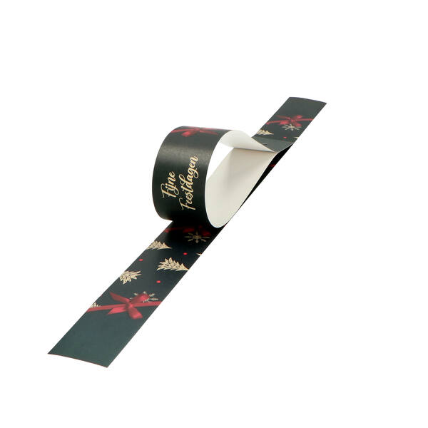 Banderollen dessin 'Christmas bow black' 500x40 mm met plakstrip