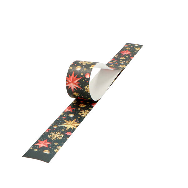 Banderollen dessin 'black/red stars' 500x40 mm met plakstrip