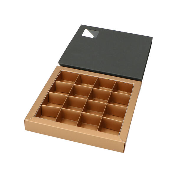 Bonbondozen 16-vaks met 'sisal structure' zwart bodem 173x172x27 mm