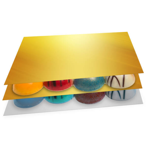 Tussenlegger goud aluminium inlegvel, 12 mµ t.b.v. ballotin 750 gram
