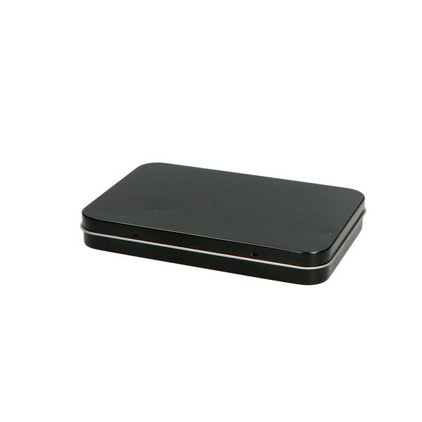 Blik A6 met scharnierdeksel zwart 165x110x23 mm