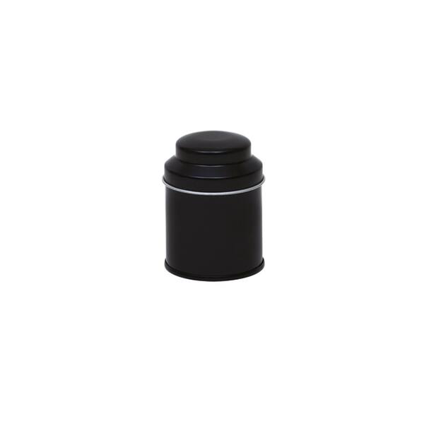 Blik rond met domed deksel klein zwart ø 53x70 mm
