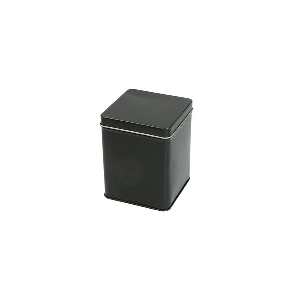 Blik vierkant 100 gram met scharnierdeksel zwart 75x75x95 mm