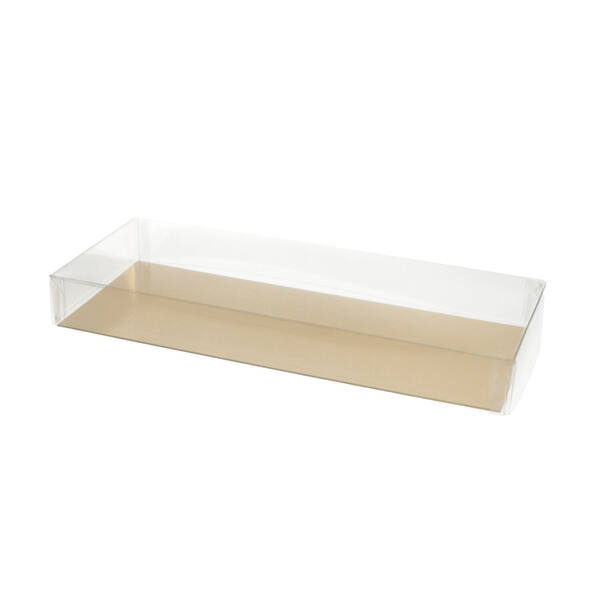 Blisters bodem 'vaandel' goud/deksel transparant PET-GAG 200 mu 250x100x30/30 mm