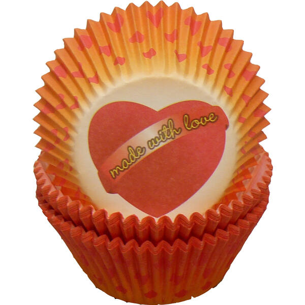 Caisses 'Made with love' oranje/rood ø 120/50 mm