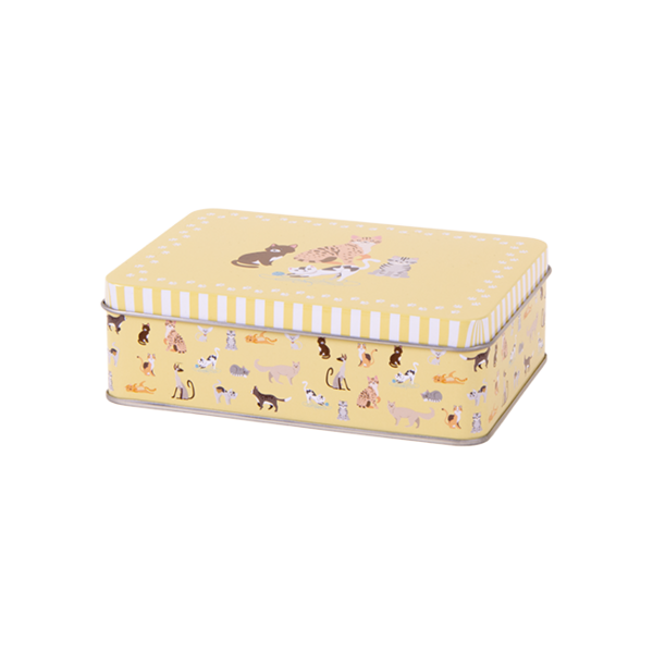 Blik rechthoekig 'Cats' met los overschuifdeksel 142x100x416 mm