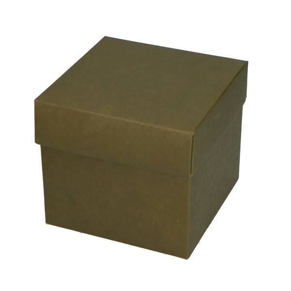 CubeBox® mosgroen met deksel, goudkarton bodem (diverse maten)
