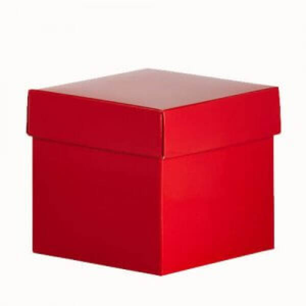CubeBox® rood met deksel, goudkarton bodem (diverse maten)