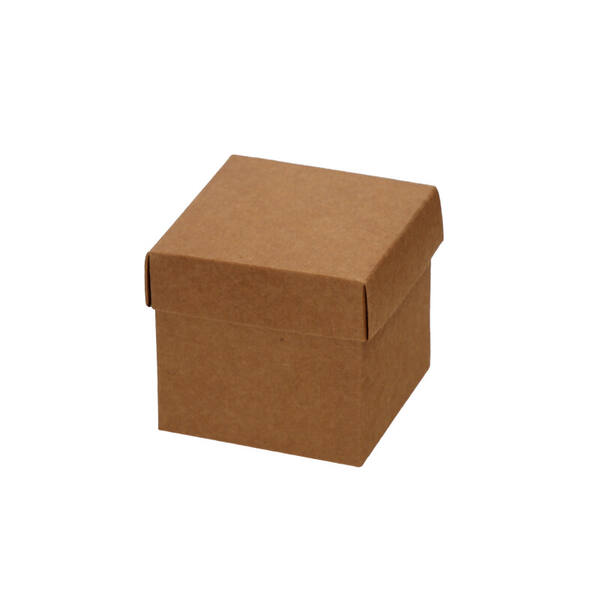 CubeBox® 250 gram kraft met OPGEZETTE deksel en goudkarton 80x80x75 mm