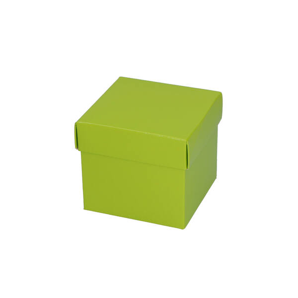 CubeBox® limoen met deksel, goudkarton bodem (diverse maten)