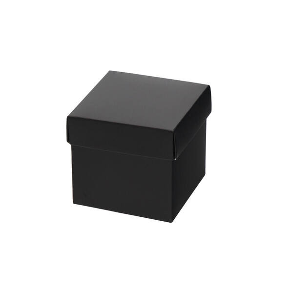 CubeBox® 250 gram mat zwart met OPGEZETTE deksel en goudkarton 80x80x75 mm