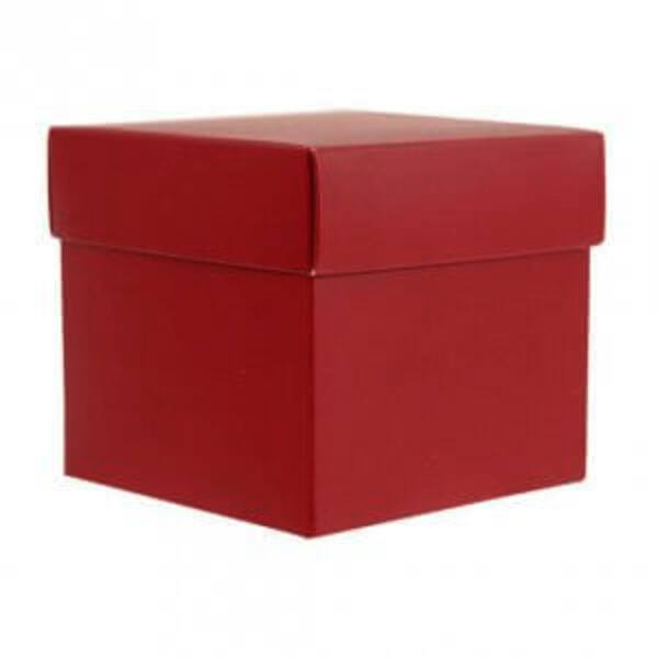 CubeBox® wijnrood met deksel, goudkarton bodem (diverse maten)