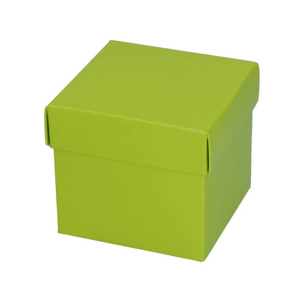 CubeBox® limoen met deksel, goudkarton bodem (diverse maten)